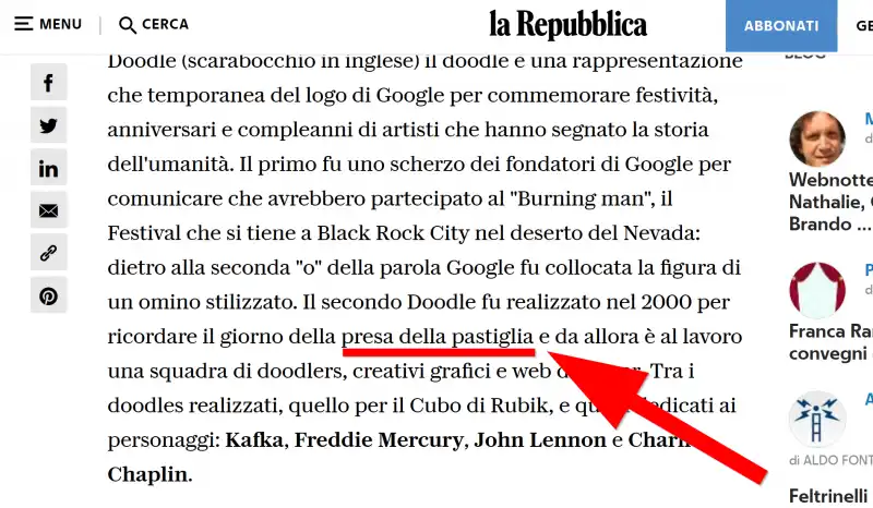 La Repubblica, la presa della pastiglia