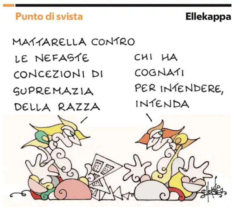 LA STRIGLIATA DI SERGIO MATTARELLA A FRANCESCO LOLLOBRIGIDA - VIGNETTA BY ELLEKAPPA 