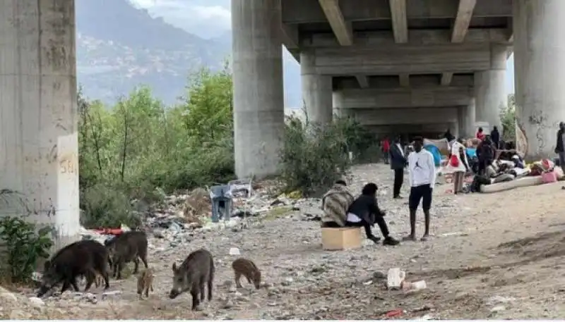 migranti respinti dalla francia sotto al viadotto di ventimiglia