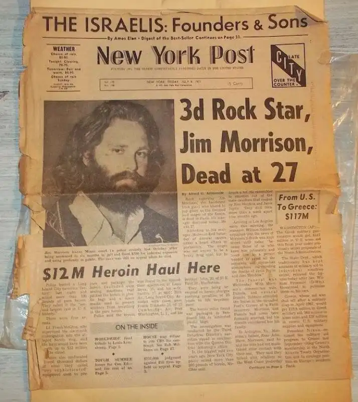 new york post morte jim morrison