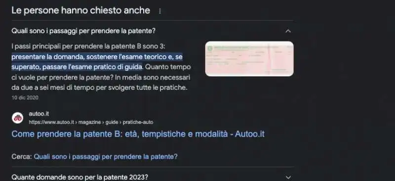 prendere la patente   istruzioni google