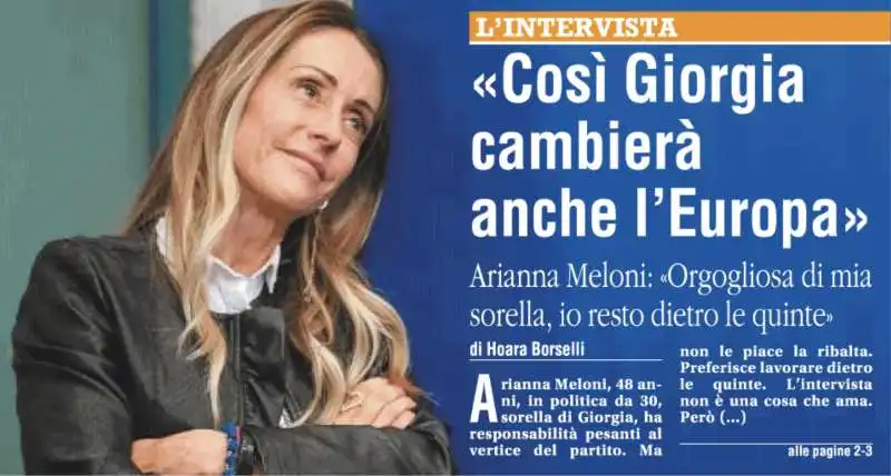 ARIANNA MELONI INTERVISTATA DA IL GIORNALE 