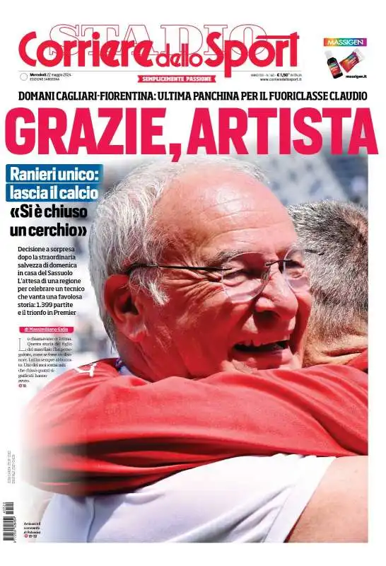 corriere dello sport prima pagina speciale in sardegna su ranieri