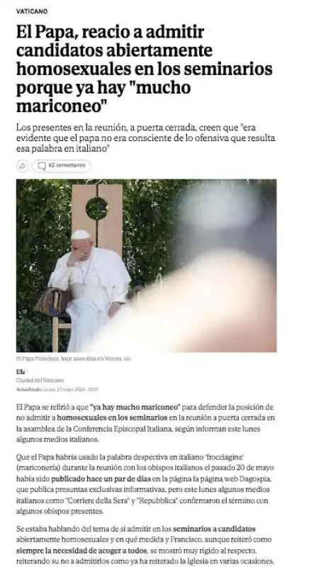 DAGOSPIA CITATA DA EL MUNDO PER LO SCOOP SUL PAPA E LA FROCIAGGINE