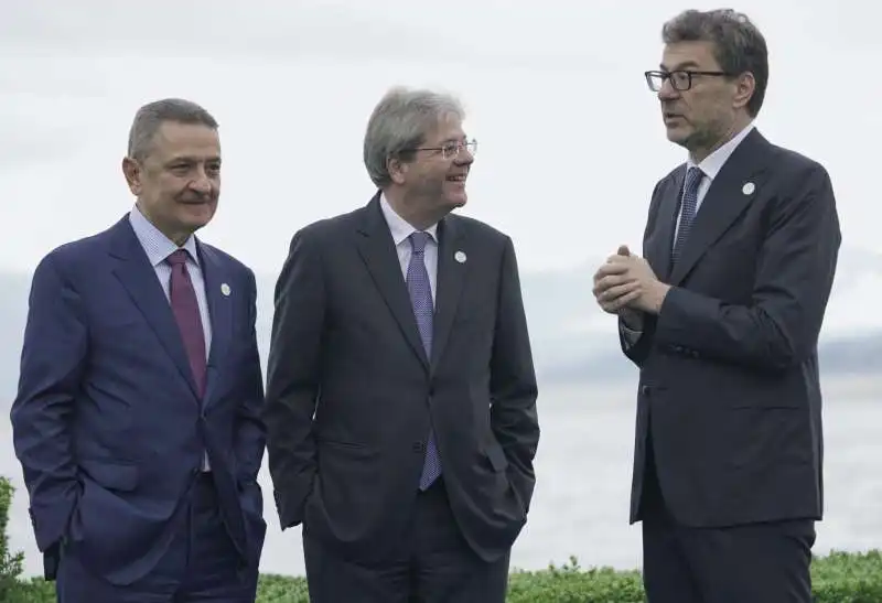 fabio panetta   paolo gentiloni   giancarlo giorgetti   g7 economia stresa   