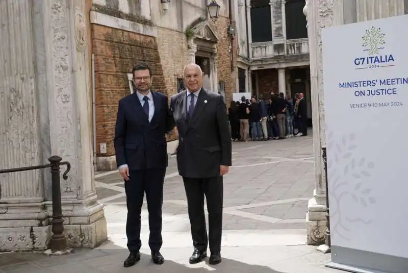 il ministro della giustizia, marco buschmann  con carlo nordio   g7 venezia 