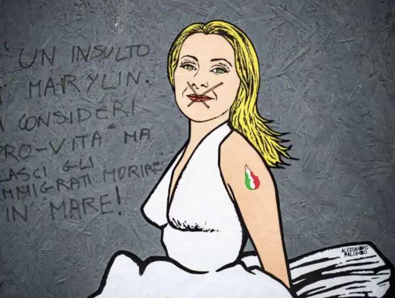 IL MURALE DI GIORGIA MELONI VANDALIZZATO 