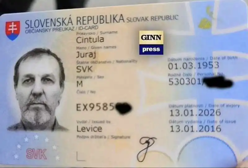 la carta di identita di juraj cintula   l uomo che ha sparato a robert fico  