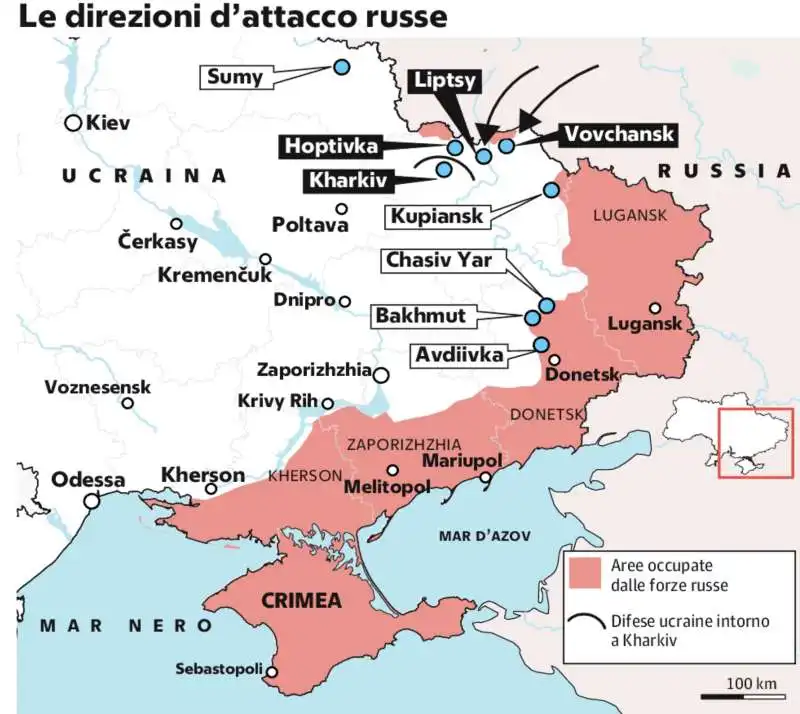 LE DIREZIONI D ATTACCO DELLA RUSSIA IN UCRAINA -  MAGGIO 2024 