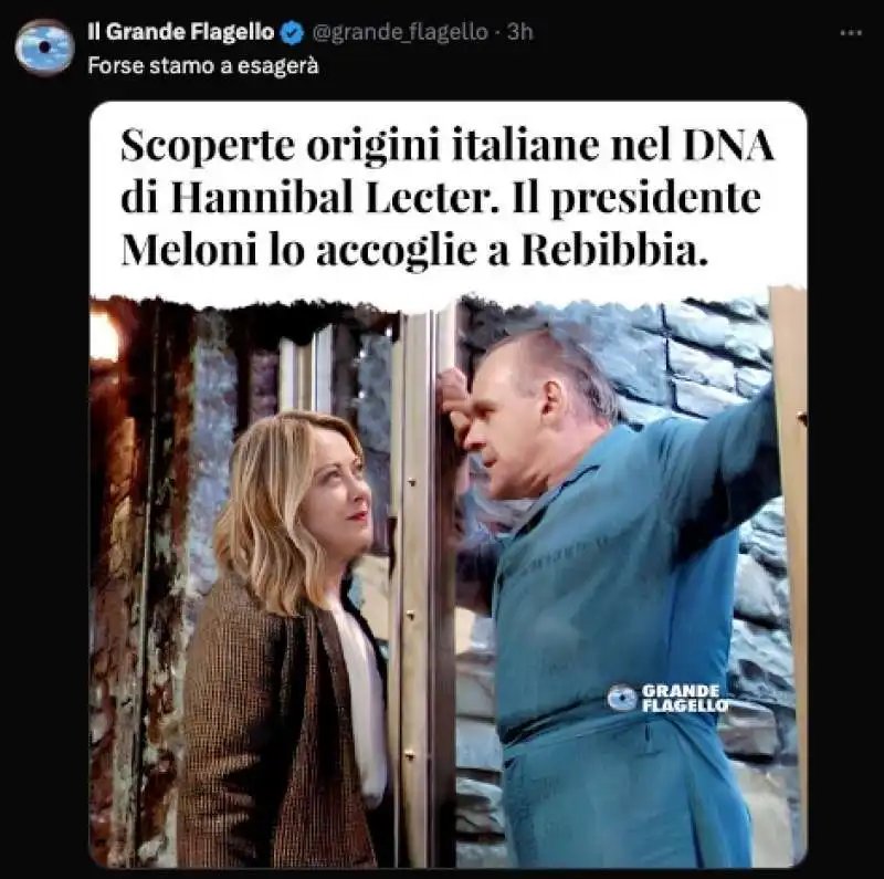 meme su giorgia meloni che accoglie chico forti - il grande flagello