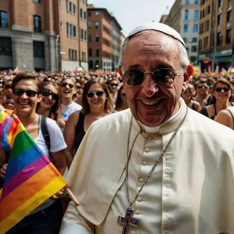 papa francesco al gay pride   immagine creata con l intelligenza artificiale   5