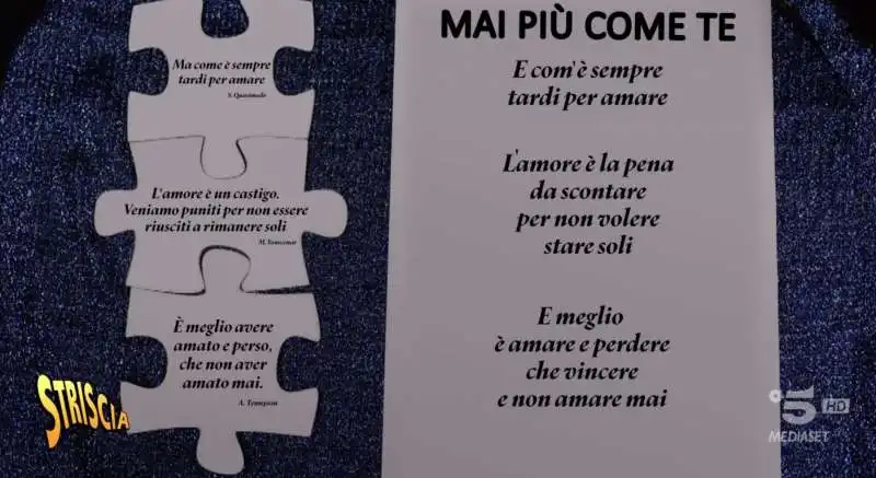 striscia la notizia e i testi di baglioni 'ispirati' da quasimodo, yourcenar e tennyson 