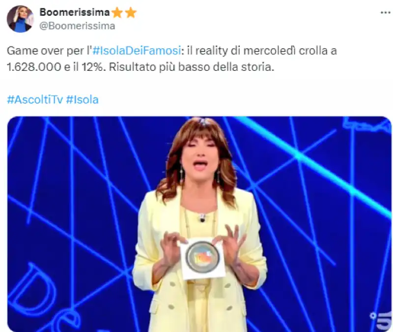 tweet isola dei famosi 2