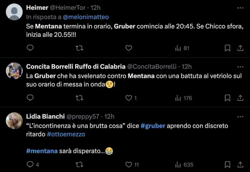 tweet su lilli gruber incazzata con mentana   4