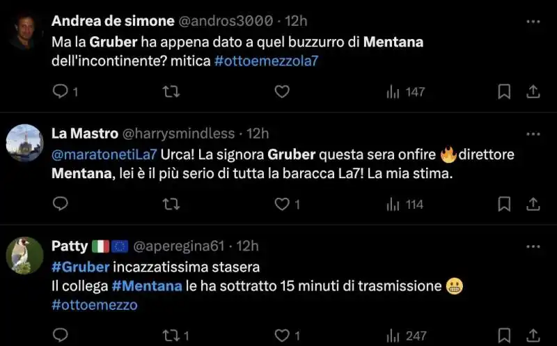 tweet su lilli gruber incazzata con mentana   5