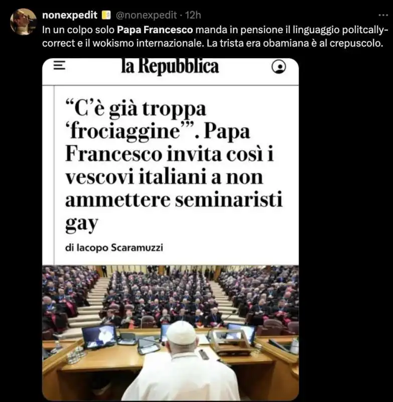 tweet su papa francesco e la frociaggine nei seminari   6