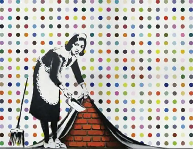 BANKSY SU DAMIEN HIRST SPOT PAINTING 