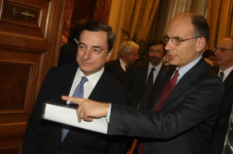 MARIO DRAGHI ED ENRICO LETTA FOTO INFOPHOTO