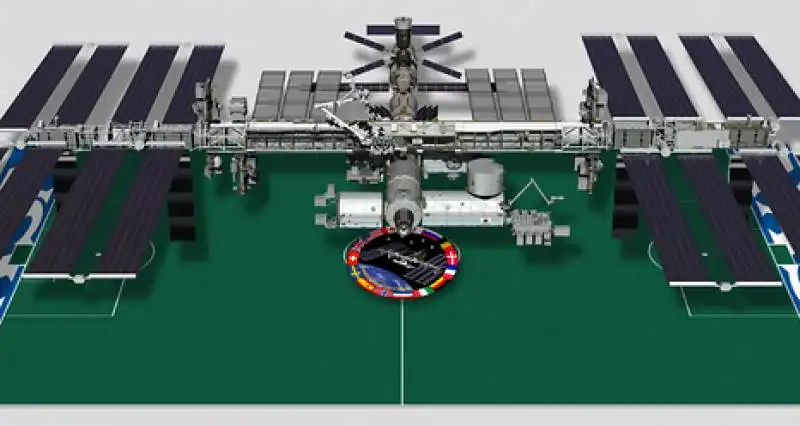 iss comparata al campo di calcio