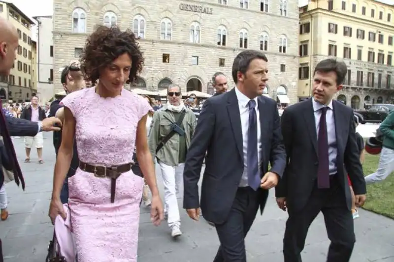 matteo renzi e agnese landini e nardella all'inaugurazione di pitti