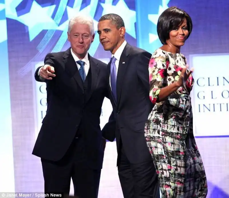 michelle e barack obama con bill clinton