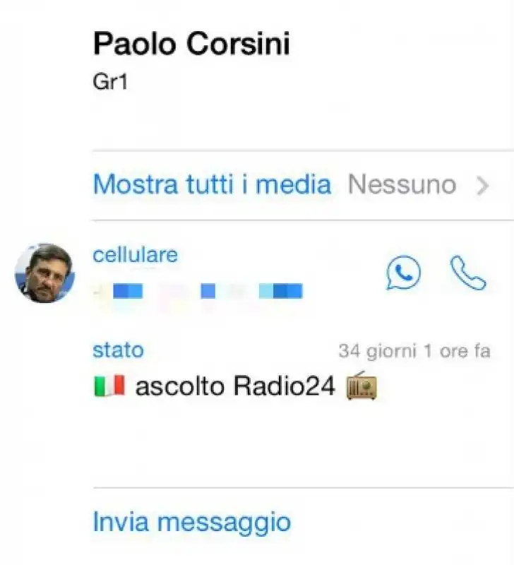 paolo corsini su whatsapp ascolta solo radio24