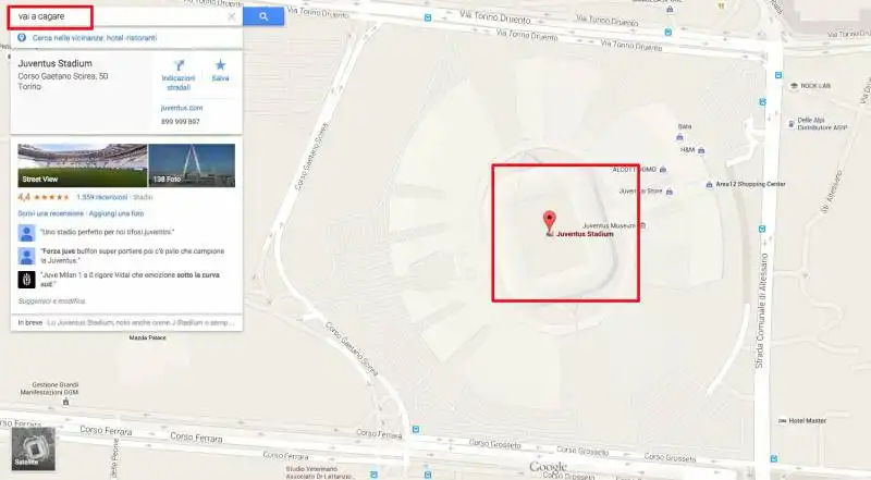 JUVENTUS STADIUM SU GOOGLE MAPS 