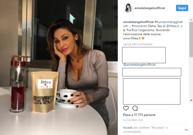 anna tatangelo su instagram con marketta bene in vista