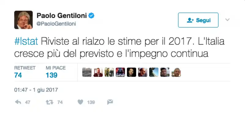 tweet gentiloni pil