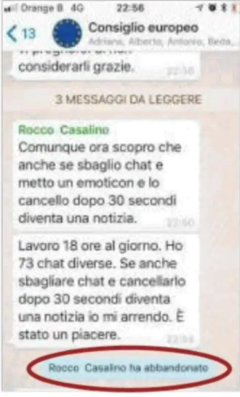 LA GAFFE DI ROCCO CASALINO IN CHAT