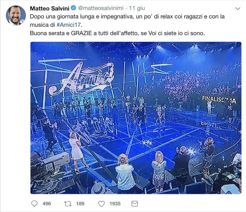 SALVINI TWEET AMICI