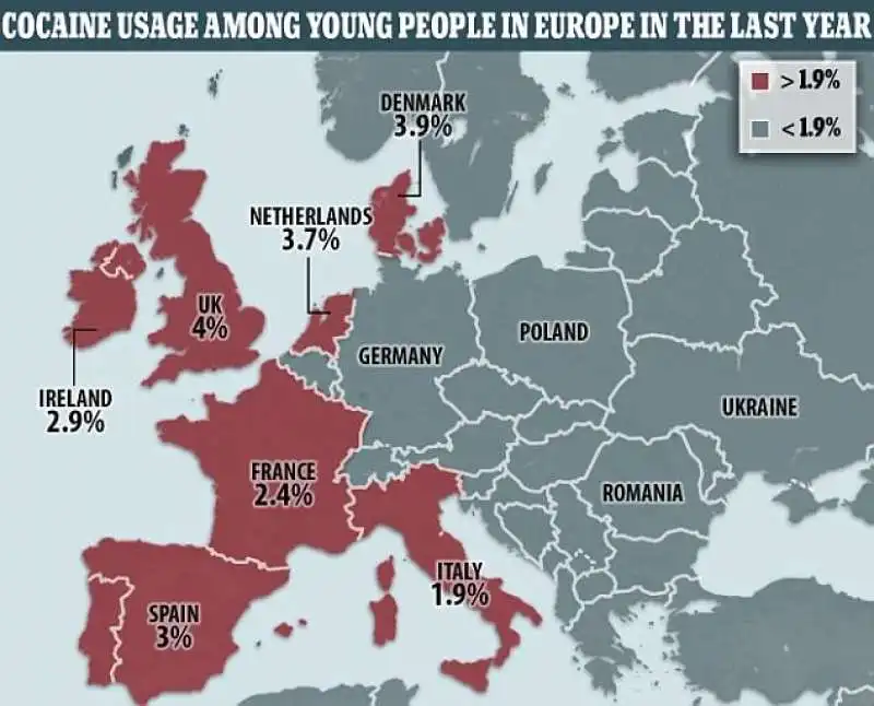 USO DI COCAINA IN EUROPA