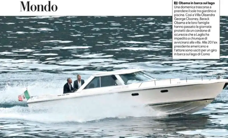 BARACK OBAMA E GEORGE CLOONEY IN BARCA SUL LAGO DI COMO 