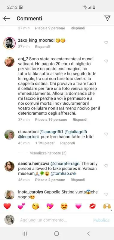 commenti alla visita di chiara ferragni e fedez alla cappella sistina 1