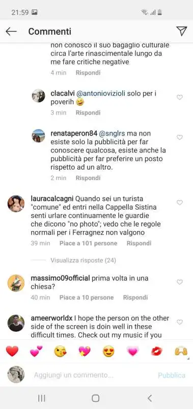 commenti alla visita di chiara ferragni e fedez alla cappella sistina 13