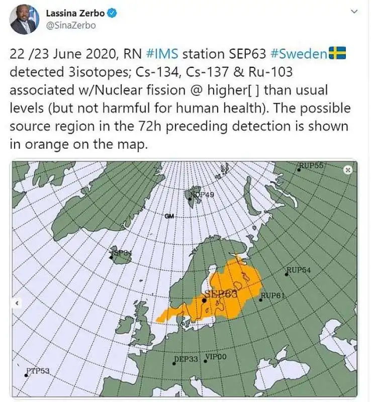 lassina zerbo   tweet sulle radiazioni in nord europa