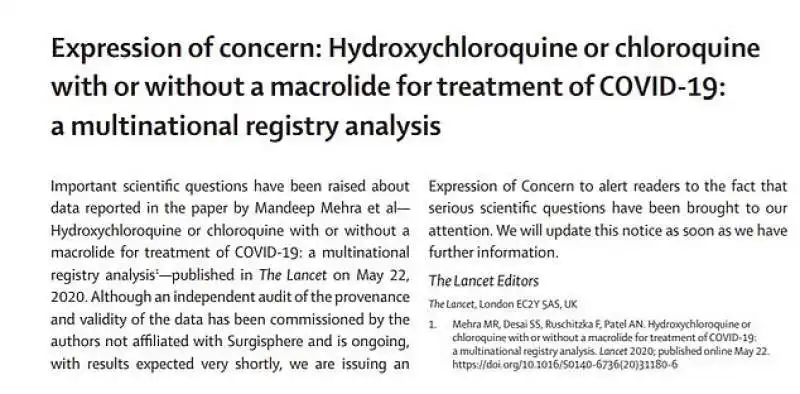lo studio di the lancet su idrossiclorochian