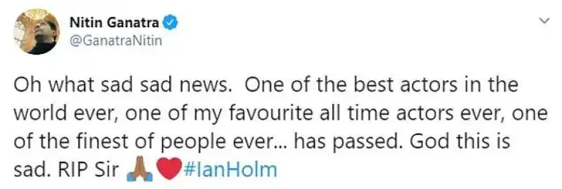 tweet per la morte di ian holm 1