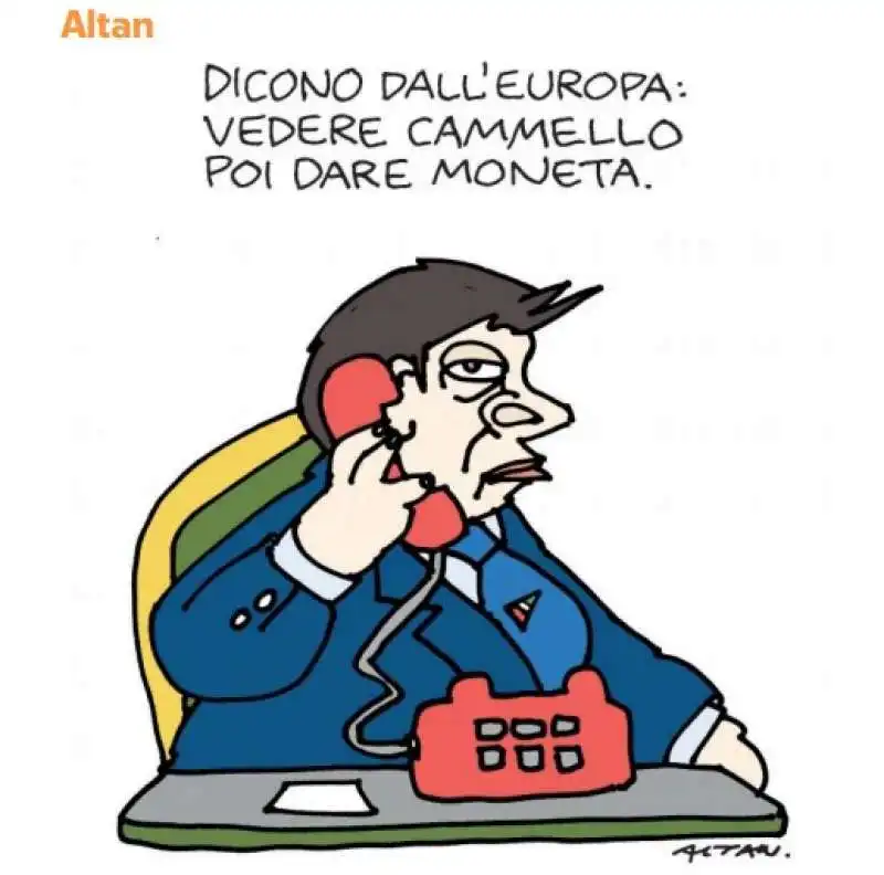 VIGNETTA ALTAN - CONTE E I SOLDI DALL EUROPA