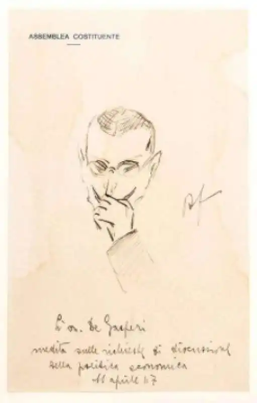 alcide de gasperi in un disegno di amintore fanfani   1947 