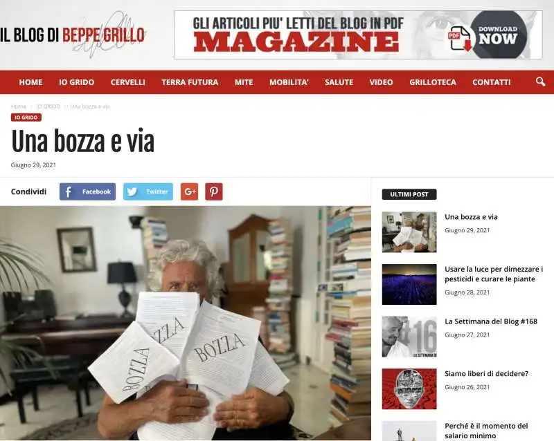 il post di beppe grillo contro conte