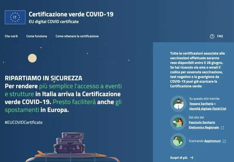 IL SITO PER OTTENERE IL GREEN PASS