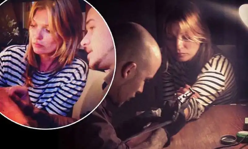 kate moss impara a tatuare da Daniel Casone