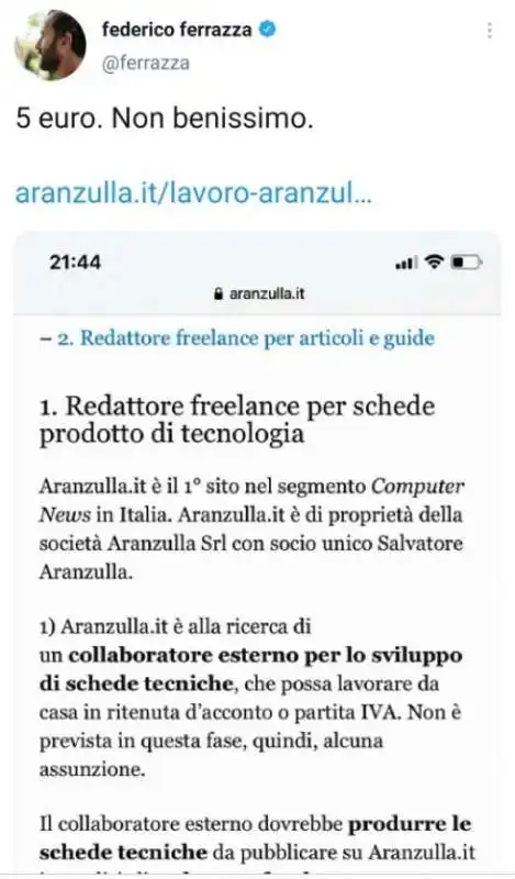 tweet su aranzulla 1