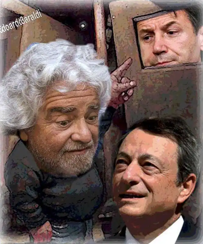 BEPPE GRILLO - GIUSEPPE CONTE - MARIO DRAGHI - BY EDOARDO BARALDI 