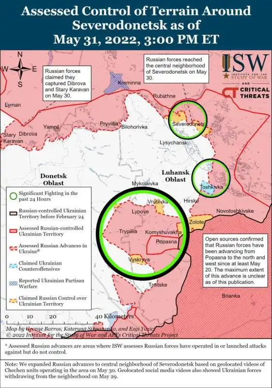 Conflitto nel Donbass al 31 maggio 2022