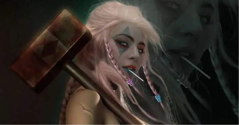 fotomontaggio di lady gaga nei panni di harley quinn 