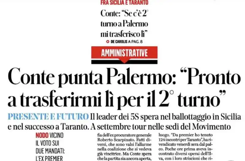 GIUSEPPE CONTE PUNTA A PALERMO - DAL FATTO QUOTIDIANO