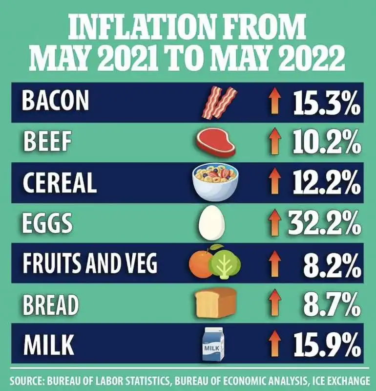 inflazione negli usa   maggio 2022 vs maggio 2021