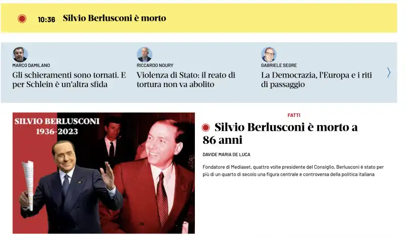 annuncio morte di silvio berlusconi - il domani